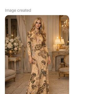 Vintage Paisley Print Maxi Dress